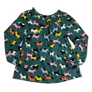 Hanna Andersson Smocked Horse Print Flannel Top